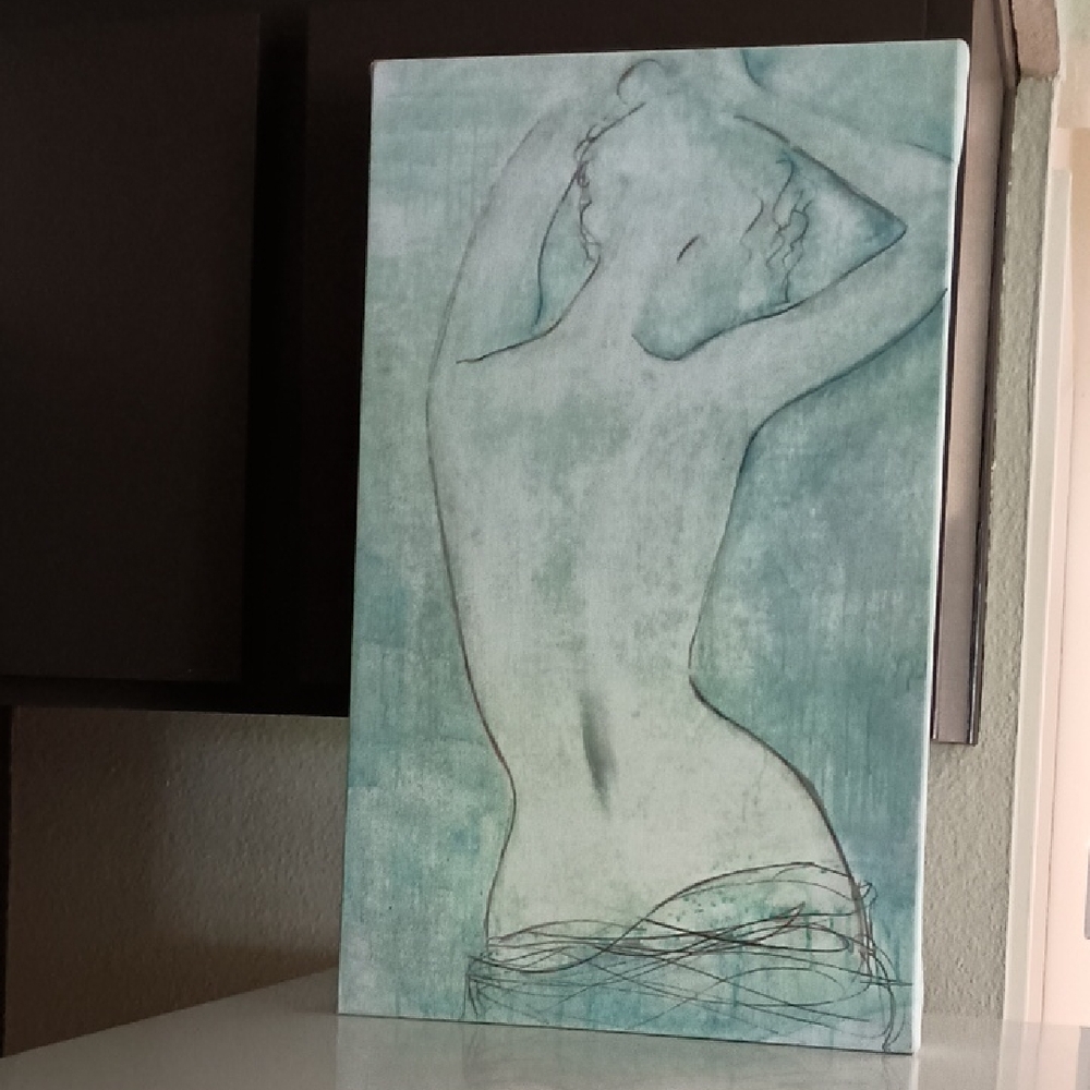 Serene Teal Silhouette Canvas Art